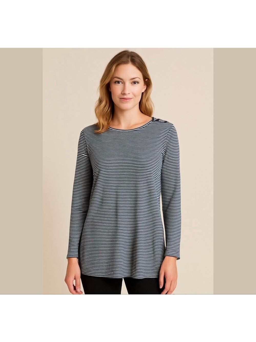 LOFT striped tunic top t-shirt Sz L